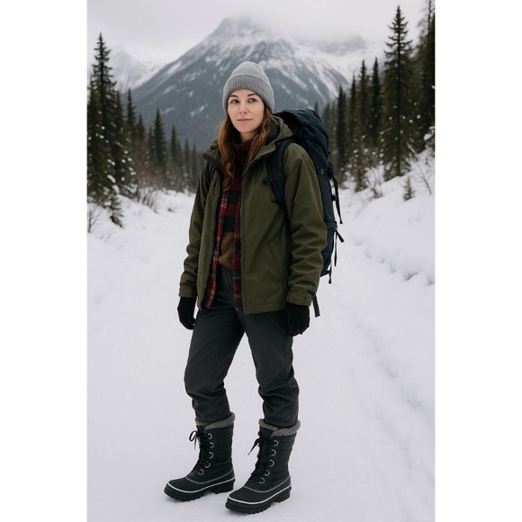 New JBU Sabine Ladies Water Resistant Winter Boot Black Lace Up Faux Fur Cozy - Picture 7 of 7